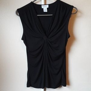 CARMEN MARC VALVO KNOTTED BLACK CLASSIC DRESSY SEXY SLEEVELESS TOP S